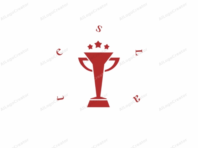 emphasizing the logo's simplicity and clarity. This logo is a minimalist design, characterized by its bold, monochromatic style. It features a single object: a trophy. The trophy is depicted in a solid, red hue against a plain white background