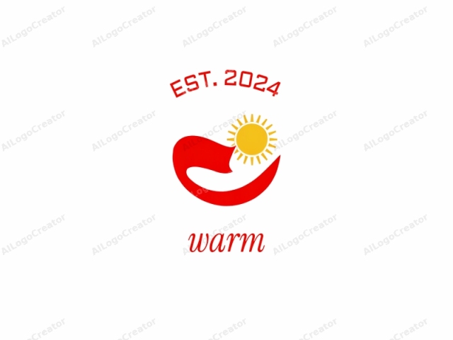 Das Logo-Bild zeigt ein einfaches, aber mutiges Design. Im Zentrum befindet sich eine stilisierte, gelbe Sonne mit scharfen Strahlen, die nach außen reichen und Wärme und Energie symbolisieren. Etwas rechts von der Sonne positioniert, befindet sich eine rote, gebogene