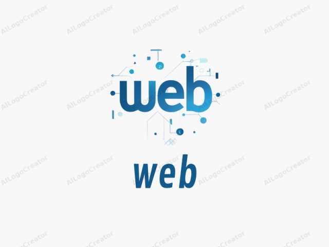 This digital artwork features the word "Web" in bold, capitalized letters against a plain white background. The font is clean and modern, with each letter prominently standing out. The letters are rendered in a gradient of blue shades, transitioning from a lighter