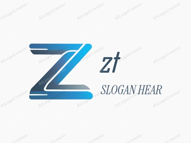 which features a bold, abstract letter "Z". The letter is designed in a sleek, modern style with clean lines and gradients. It predominantly consists of a gradient blue hue that transitions from lighter to darker shades, giving it a three-dimensional effect.