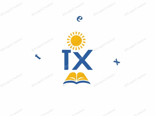 welches visuelle Elemente kombiniert. Das Logo besteht aus drei Hauptteilen: einer Sonne, dem Buchstaben "T" und einem offenen Buch. Die Sonne ist in hellem Gelb dargestellt, mit kleinen, radialen Linien, die von ihrem Zentrum ausgehen und ein Gefühl von Wärme vermitteln