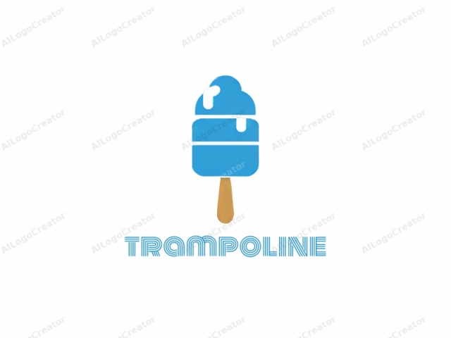 Este es un logo simple y minimalista en un estilo vectorial plano. Presenta un cono de helado estilizado de dos niveles. El cono es principalmente azul con un tono más claro en la capa superior, indicando helado suave, y un tono más oscuro