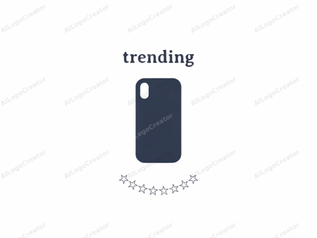 destacando su diseño minimalista. La imagen del logotipo es un diseño gráfico minimalista que presenta una funda de teléfono de forma cuadrada con un acabado suave y mate. La funda está renderizada en un color azul marino sólido, creando una apariencia elegante y moderna. Los bordes son limpios