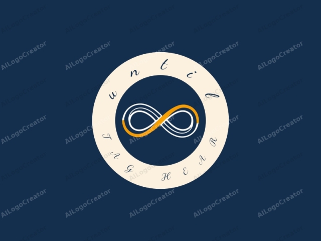 a stylized infinity symbol set against a solid navy blue background. The infinity symbol is composed of two intertwined loops that resemble a figure eight laid horizontally. The loops are drawn with smooth, clean lines and feature a white outline with a central portion filled