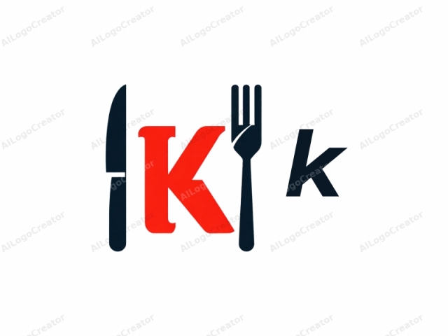 Este logotipo es una ilustración moderna y simplista que presenta dos utensilios de cocina esenciales: un tenedor y un cuchillo, representados en un estilo de silueta negra y audaz. El tenedor se coloca en el lado derecho de la imagen, con sus dientes apuntando hacia arriba y