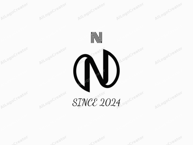 Este logo presenta un diseño minimalista con un esquema de colores monocromáticos, utilizando principalmente blanco y negro. Consiste en una forma geométricamente simple y elegante, compuesta por dos líneas que se intersectan formando una letra "N" mayúscula con una curva interna que crea un