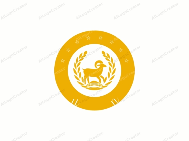 featuring a stylized depiction of a goat. The logo is rendered in a bold, minimalist style with sharp, clean lines. Dominating the composition is a large, golden-yellow silhouette of a goat, standing in a profile view with its head turned slightly