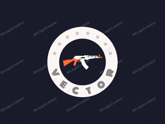 This is a digital drawing featuring a stylized illustration of a handgun set against a solid dark blue background. The gun is depicted in a minimalist, flat-shaded style with a bold orange handle and a white body, including the barrel and slide.