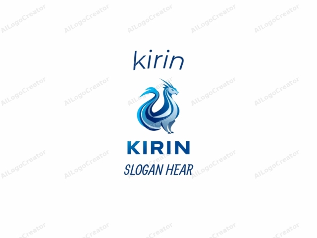 The logo is a stylized, abstract depiction of a dragon, designed with a modern, digital art aesthetic. The dragon is rendered in shades of blue and white, with a smooth gradient that gives it a sleek, futuristic look. The body of