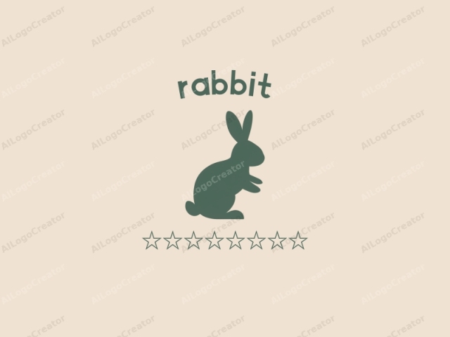 This logo image is a minimalist illustration of a rabbit in a silhouette style, rendered in a solid dark green. The rabbit, depicted in a classic side-profile pose, has large ears erect, alert and expressive. Its body is positioned in a sitting