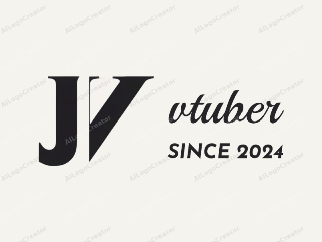 Este logotipo minimalista presenta una letra mayúscula "J" y "V" atrevidas que se cruzan en la parte superior, creando una forma distintiva que se asemeja a una cruz. Las letras están en una fuente elegante y sans-serif, con líneas limpias y monocromáticas.