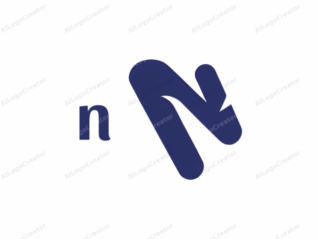 ภาพนี้เป็นการออกแบบดิจิทัลแบบมินิมอลและเรขาคณิตของตัวอักษร "N" ที่มีสไตล์ ตัวอักษรถูกนำเสนอด้วยฟอนต์แบบ sans-serif ที่หนาและโดดเด่น มีรูปร่างเรียบและโค้งมน ถูกแสดงด้วยสีน้ำเงินเข้มทึบ