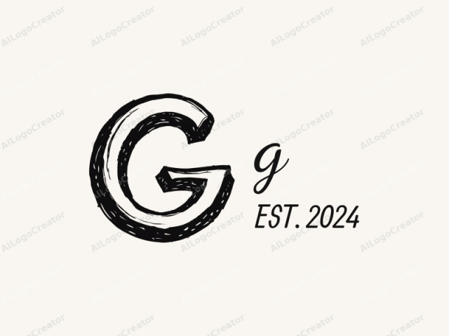 This is a monochromatic logo featuring a single, large capital letter "G." The letter is rendered in a bold, hand-drawn style with thick, uneven black lines that give it a rough, sketchy appearance. The lines vary in