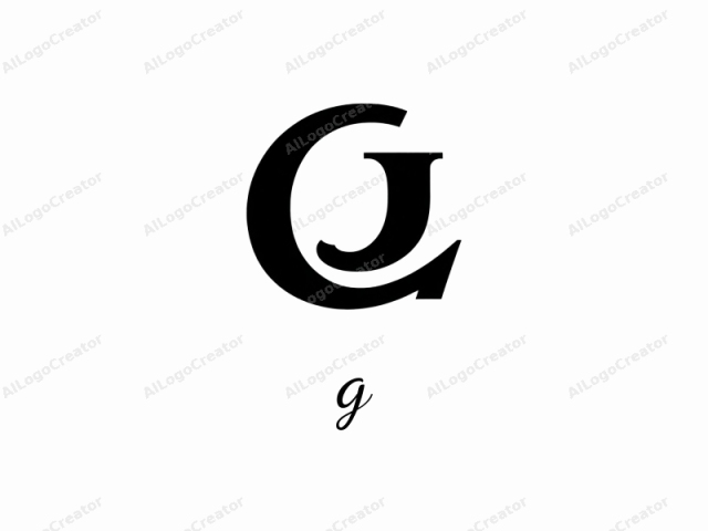 This logo image features a minimalist design. The main focus is a bold, capitalized letter "G" with an elegant, flowing script. The letter has a thick, rounded base that gradually tapers to a thin point, giving it a graceful,