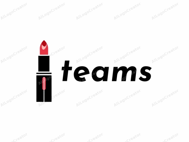 This is a minimalist vector graphic of a lipstick. The illustration features a black, cylindrical lipstick container with a smooth texture. The container is centered on a white background, emphasizing the simplicity and clarity of the design. At the top of the lipstick,