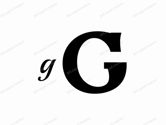 This is a simple, modern logo image featuring a bold, black letter "G" set against a stark white background. The "G" is rendered in a sans-serif typeface with clean, straight edges and uniform thickness. The letter is large