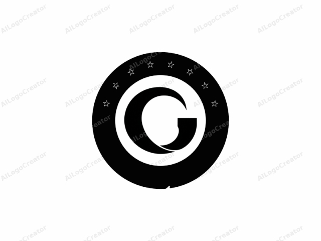 This is a minimalistic logo with a strong modern design, featuring bold, clean lines and a monochromatic color scheme. The logo consists of a large, black, capital letter "G" with a curved, flowing stem that creates a sense