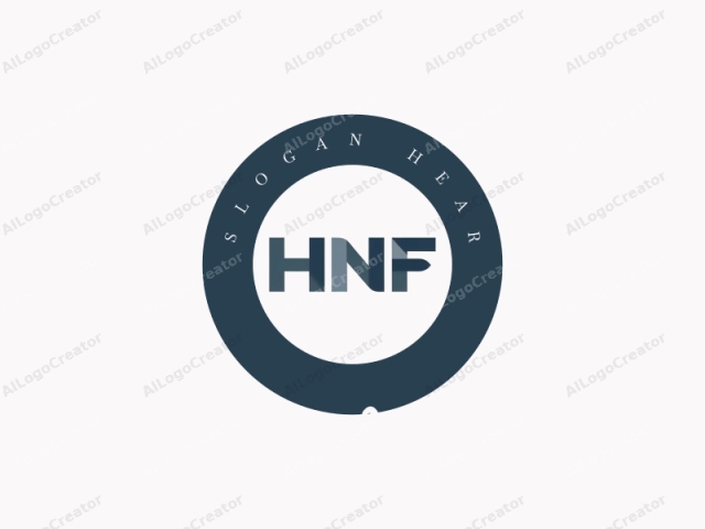 El logo es un diseño minimalista y moderno, con una estética limpia y sofisticada. Presenta las letras mayúsculas y en negrita "HNF" destacadas en el centro de la composición. Las letras están renderizadas en una tipografía geométrica y sans-serif, lo que le da un aspecto