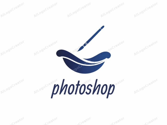 which features a simplistic yet elegant design. This image consists of a minimalist logo with a smooth, gradient blue hue. The logo depicts an abstract representation of a bowl or shell with smooth, fluid lines. The bowl is rendered in a gradient blue color