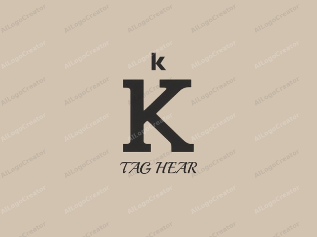 La imagen del logo presenta una letra "K" en mayúscula y en negrita, en un estilo de fuente sans-serif, posicionada centralmente sobre un fondo liso de color beige claro. La "K" es de color negro, lo que proporciona un contraste marcado que la hace destacar prominentemente.