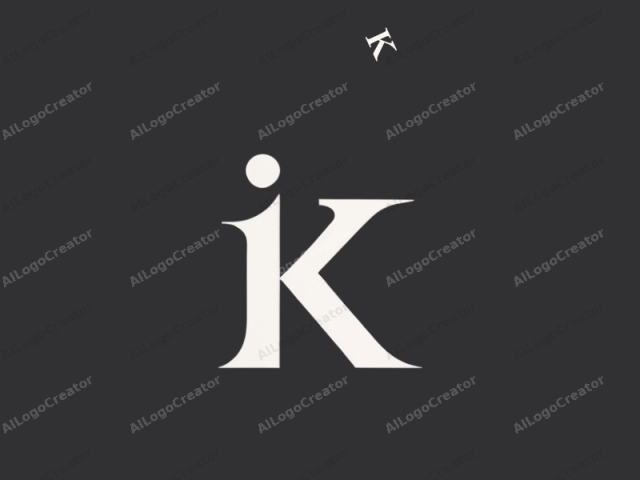 Este logotipo minimalista presenta una tipografía sans-serif grande y atrevida. La palabra "IK" está escrita en letras mayúsculas. La "I" es la primera letra y es una línea simple y recta, mientras que la "K" es ligeramente