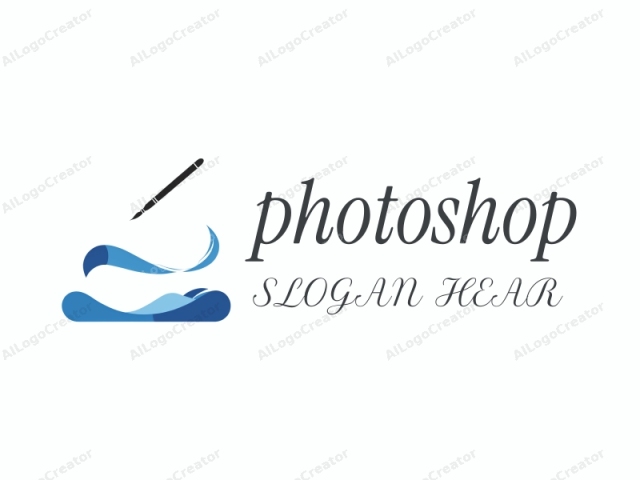 using clear, concise language that evokes the visual elements of the logo. The logo features a minimalist design, characterized by smooth, clean lines and a limited color palette. The main subjects are two stylized, abstract wave forms, depicted in varying