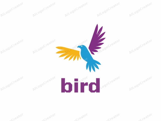 Dies ist ein digitales, vektorbasiertes Logo, das stilisiertes Vogelbildmaterial zeigt. Das Bild besteht aus zwei Hauptkomponenten: einem Vogel und einem Flügel. Der Vogel ist in einem vereinfachten, flachen, geometrischen Stil dargestellt, wobei sein Körper in Hellblau gehalten ist.