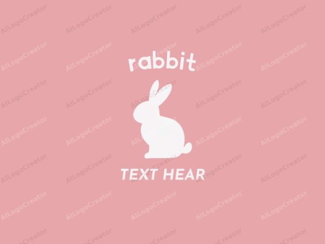 a simple white rabbit set against a solid pink background. The image is digitally rendered, with clean and smooth lines, devoid of any texture or shading, giving it a minimalist and modern aesthetic. The rabbit is portrayed in a side profile, facing left