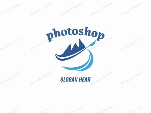 This is a minimalist logo featuring an abstract, stylized image of a canoe. The logo is primarily rendered in blue and white. The canoe is depicted in a modern, simplified design with a curved shape. The bow and stern are both curved,