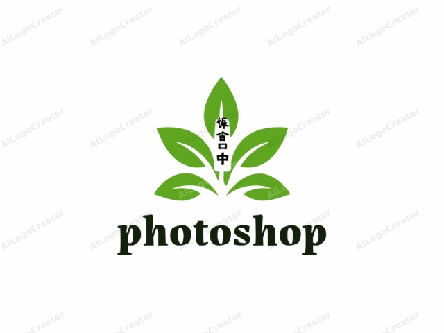 This image is a clean, stylized, and minimalistic logo featuring a central green leaf symbol. The leaf is rendered in a flat, vibrant green color with sharp edges, giving it a modern and crisp appearance. The leaf is arranged symmetrically