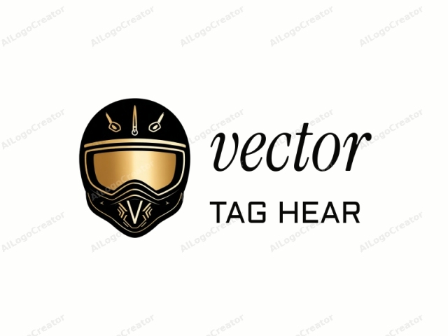 This is a stylized, minimalist logo of a motorcycle helmet, rendered in a sleek, modern graphic design style. The helmet is portrayed in an abstract, simplified manner, with a strong focus on clean lines and geometric shapes. It is depicted front