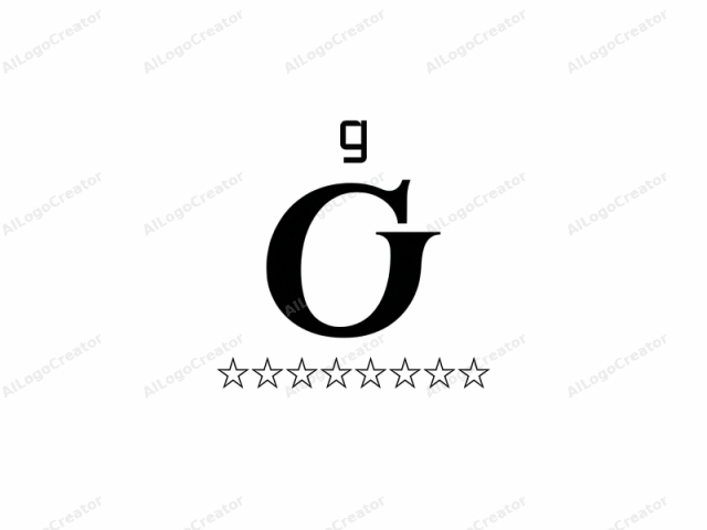 The logo image is a minimalist black and white design featuring a large, uppercase letter "G" in a bold, serif font. The letter has a classical, elegant appearance with sharp, defined edges and a consistent thickness across the entire form. It