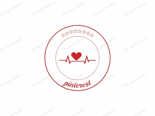 Dies ist ein minimalistisches Logo, das ein Herzsymbol und eine Elektrokardiogramm (EKG)-Linie in einem lebendigen Rotton vor einem sauberen weißen Hintergrund zeigt. Das Logo besteht aus einem großen, stilisierten roten Herzen, das horizontal oben positioniert ist.