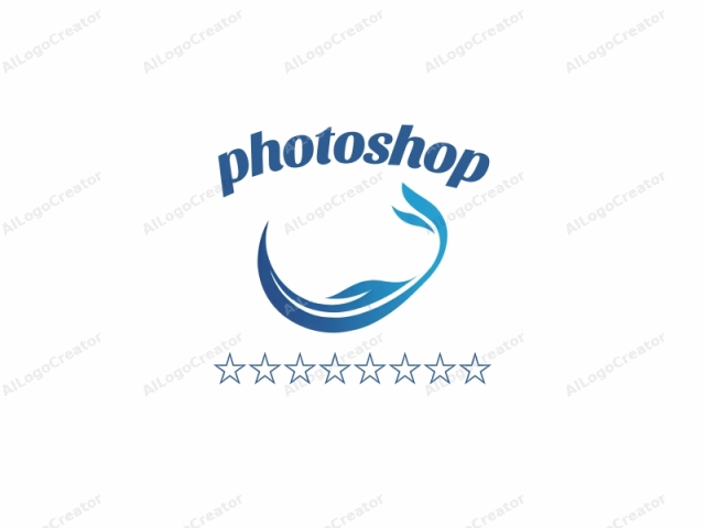 This is a stylized, abstract logo design featuring a minimalist, flowing wave or stream of blue and white, set against a stark white background. The wave or stream appears to curve gracefully across the image, with the blue color transitioning smoothly from a