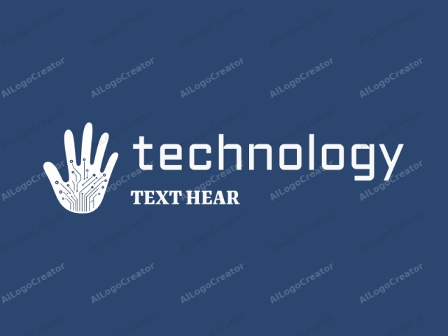 The logo is a minimalist design featuring a stylized white hand silhouette against a solid blue background. The hand is portrayed in a simplified, flat style without any shading or detailed contours. Each finger is represented by a clean, straight line. The fingers