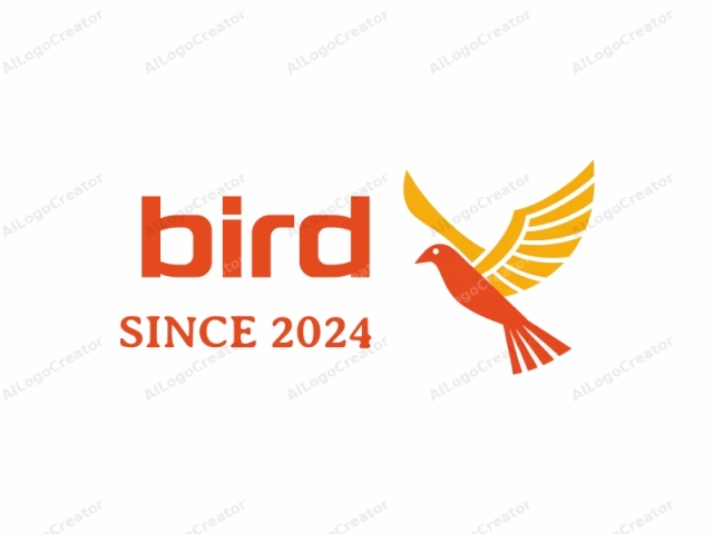 Dieses Logo-Bild ist eine saubere, minimalistische und abstrakte Darstellung eines stilisierten Vogels. Der Vogel wird mit einem lebendigen, orange-roten Körper und einem kontrastierenden gelben Flügel dargestellt. Der Körper des Vogels ist stromlinienförmig und schlank und verfügt über einen spitzen Schnabel