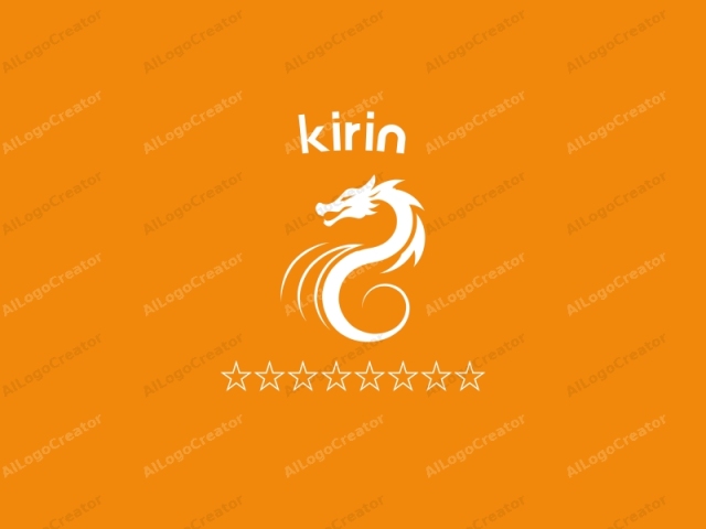 The image is a digital graphic logo of a stylized white dragon set against an orange background. The dragon is portrayed in a simplistic, minimalist, and abstract design, emphasizing smooth curves and sharp edges. The dragon's head is positioned to the left