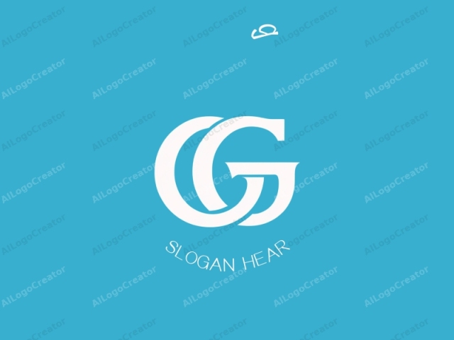 This is a digital, minimalist logo featuring a clean, modern design. The logo consists of a white, serif letter "G" with a unique, looped tail. The serif lettering adds a touch of elegance and sophistication to the design.