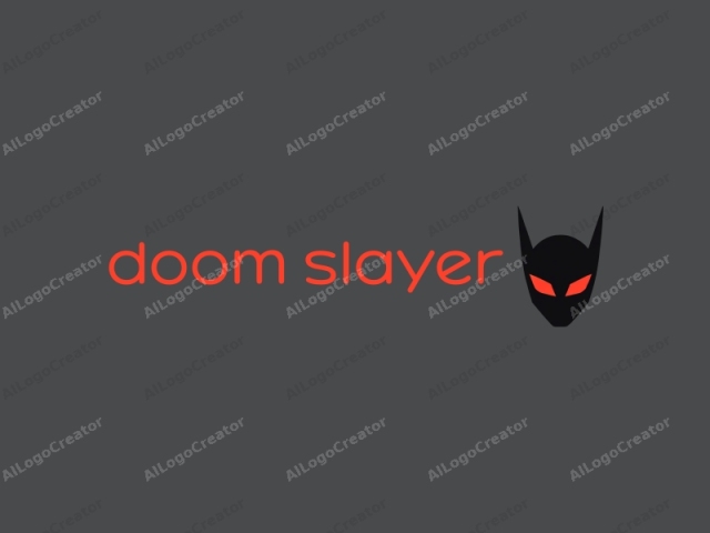 ein schlanker schwarzer Helm mit leuchtenden roten Augen auf einem dunkelgrauen Hintergrund, der die Essenz eines Doom Slayer-Logos verkörpert. Das Design ist sowohl ein cooles als auch ein fesselndes Logo für ein Instagram-Profil, was es vielseitig und visuell faszinierend macht.