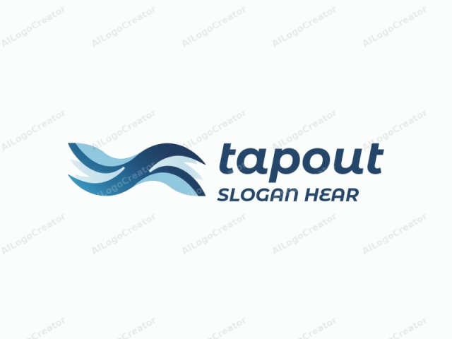a minimalist abstract design featuring a stylized wave pattern in shades of blue and white, ideal for a tapout logo. the wave pattern is elegantly curved, making it perfect for an abstract logo. this design is also versatile for a logo for instagram profile, blending simplicity with modern aesthetics.