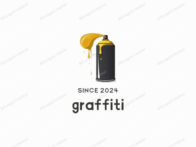 eine schicke, moderne Graffiti-Spraydose im Stil von Sprayfarbe mit einem goldenen Deckel, tropfend von metallischer Farbe, die ein einzigartiges und äußerst auffälliges Design schafft, das perfekt für Graffiti-Logos, Luxus-Logos und Instagram-Profil-Logos ist.