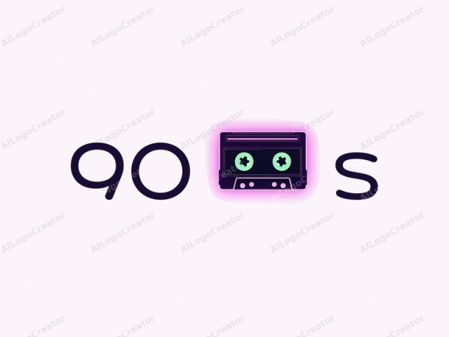 eine retro Kassette mit neongrünen und pinken Akzenten, umgeben von einem lebendigen lila Glühen, das die Essenz der 90er-Jahre-Logos widerspiegelt. Dieses coole Logodesign ist perfekt für einen YouTube-Kanal, der die Nostalgie und den modernen Reiz von Logos für YouTube einfängt.