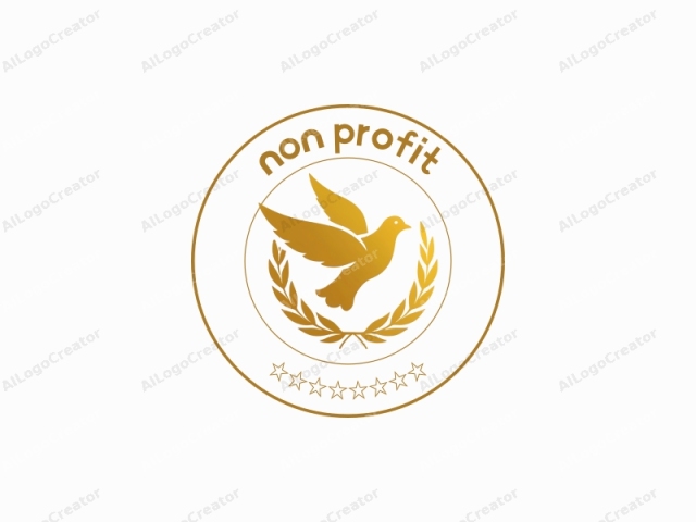 eine schlanke, goldene Taube mit ausgebreiteten Flügeln, die auf einem minimalistischen Lorbeerkranz sitzt, strahlt Eleganz und Frieden aus. Dieses Design ist perfekt für ein Non-Profit-Logo, das Hoffnung und Ruhe symbolisiert. Die luxuriöse goldene Farbe fügt einen Hauch von Raffinesse hinzu, ideal für ein Luxus-Logo. Die sauberen, modernen Linien machen es zu einer ausgezeichneten Wahl für ein Logo für ein Instagram-Profil.