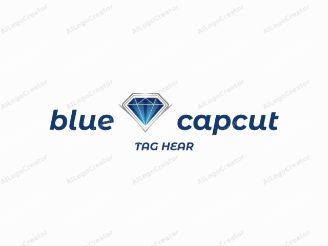 a sleek, luxury blue diamond with a subtle gradient, surrounded by elegant silver lines, perfect for a blue capcut logo. the diamond's facets reflect a sophisticated light, ideal for a luxury logo. the intricate silver lines add a modern touch, making it a great logos for discord servers.