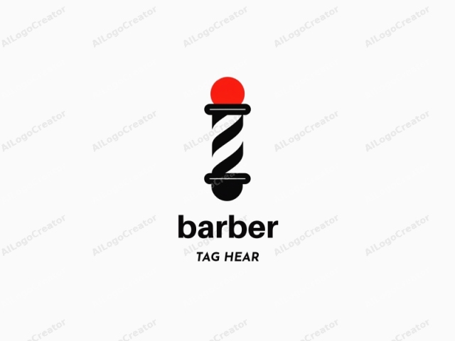 ein schlanker Friseurstab mit modernen schwarz-weißen Streifen und einem Hauch von Rot, ideal für ein Friseur-Logo. Das Design verfolgt einen minimalistischen Ansatz und ist somit perfekt für ein Mode-Logo. Das Logo ist vielseitig und kann für Logos für Discord angepasst werden, um sicherzustellen, dass es in jeder Umgebung heraussticht.