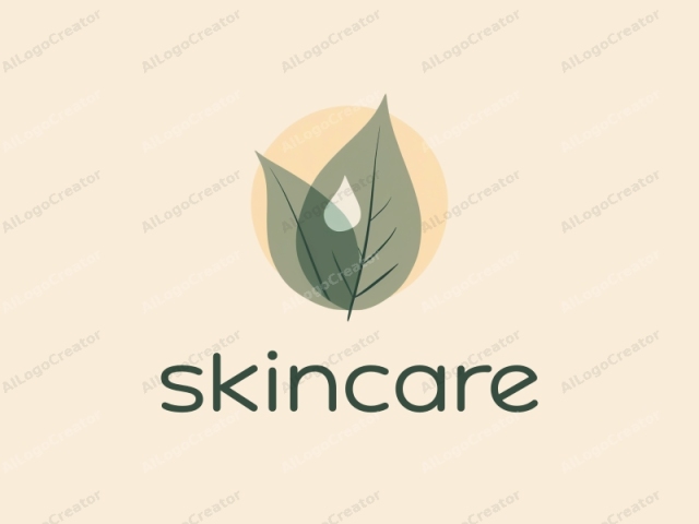 a hand-drawn leaf with a drop of water, surrounded by soft pastel colors, elegantly designed for a skincare logo. the intricate details and natural elements make it perfect for a handmade logo. this charming design is ideal for a logo for instagram profile, capturing the essence of organic beauty.