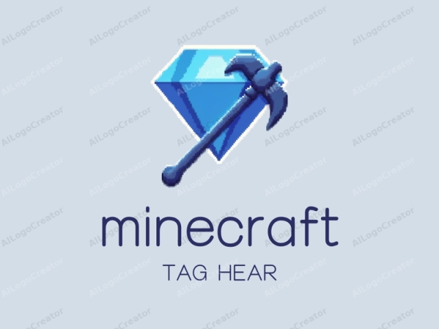 一把像素化的鎬和鑽石置於時尚現代的背景上，體現了「Minecraft標誌」設計的精髓。這種獨特的組合非常適合引人注目的「時尚標誌」，同時也是反映創意與創新的理想「個人品牌標誌」。