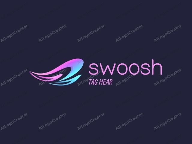 รูปร่าง Swoosh ที่ทันสมัยและมีพลังอยู่ในสีม่วงสดใส ถูกล้อมรอบด้วย Swoosh ขนาดเล็กสองรูปในสีน้ำเงินไฟฟ้า ทั้งหมดนี้ตั้งอยู่บนพื้นหลังมืด สร้างโลโก้แบรนด์ที่น่าประทับใจ การออกแบบนี้เหมาะสำหรับโลโก้สำหรับ Twitch โดยเน้นการเคลื่อนไหวและพลังงาน โลโก้ Swoosh นี้ยื่นออกมา ทำให้เหมาะสำหรับทั้งสื่อดิจิทัลและสื่อพิมพ์