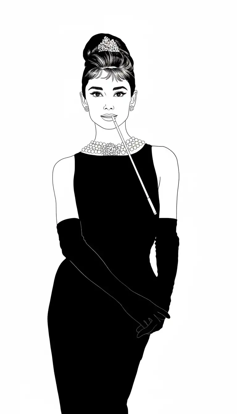 A Timeless Black dress Silhouette With Pearls Tiara And Cigarette A Timeless Black dress Silhouette With Pearls Tiara And Cigarette