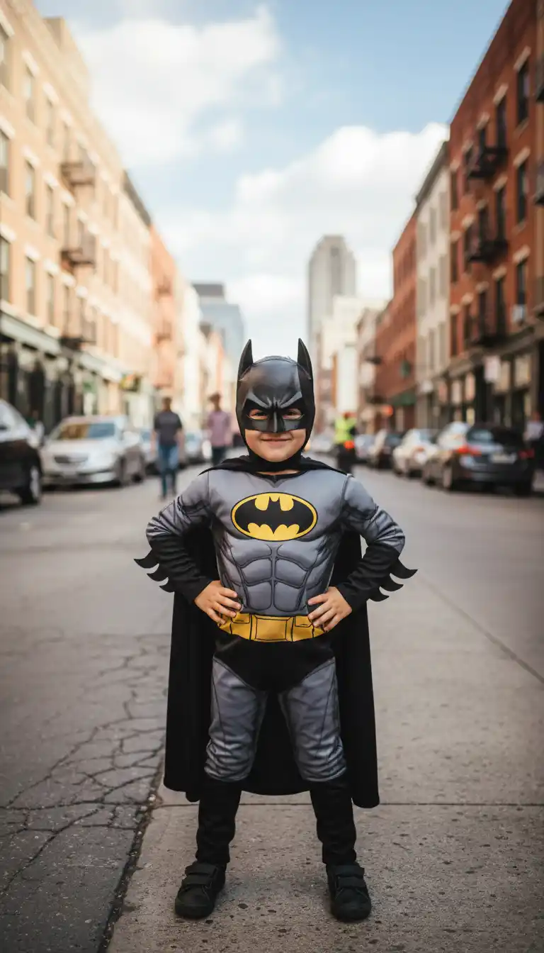 ネオンバットクレスト：逞しいコウモリシンボルの胸、輝くハロー、都市のネオン光を特徴とする、大胆で雨に濡れた都市の紋章。